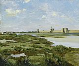Frederic Bazille Famous Paintings - The Ramparts, Aigues-Mortes